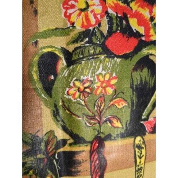 Vtg. Pure Linen Dish Towel 27x16 Kitchen Stlllife Multicolor Czechoslovakia NOS - Picture 11 of 14